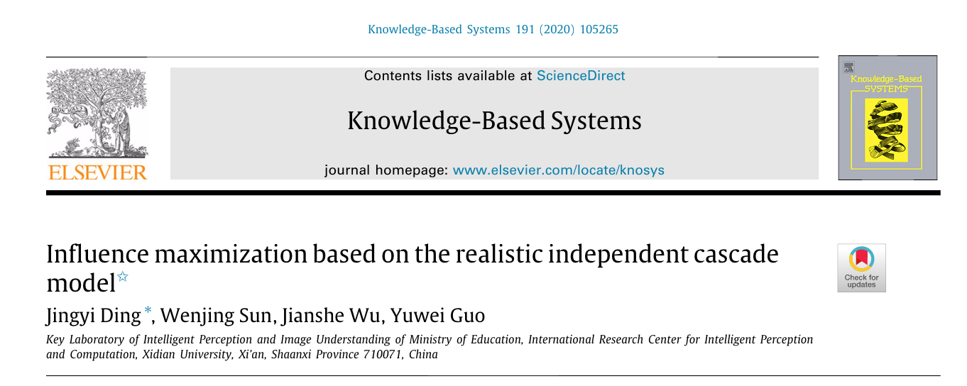 Influence maximization based on the realistic independent cascade model ...