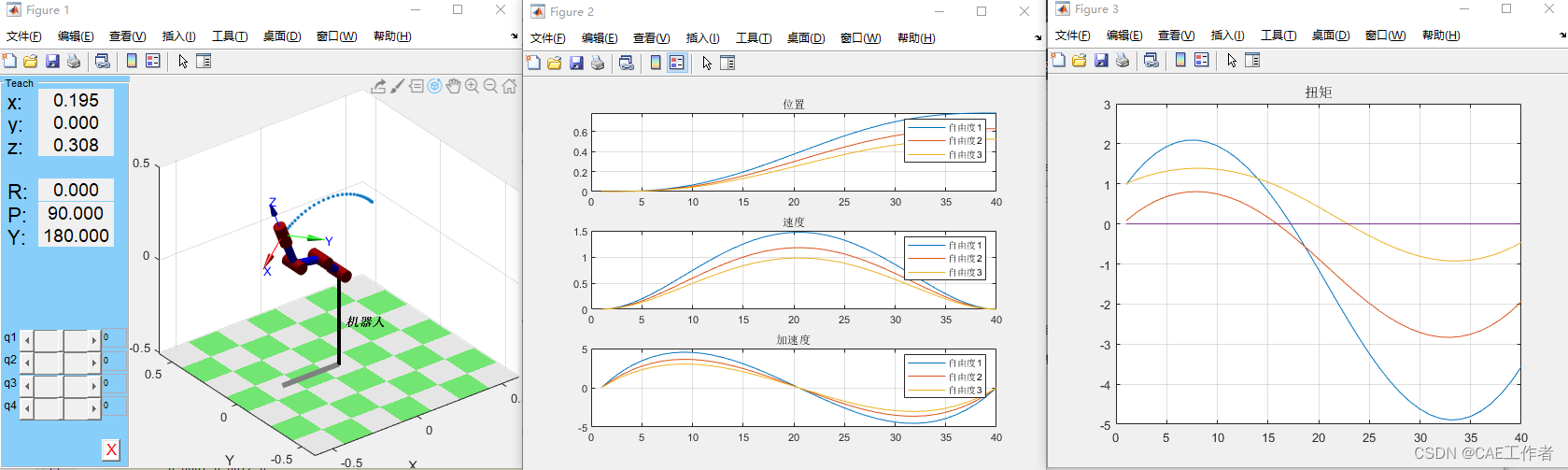 【机器人学习】四自由度机械臂运动学轨迹规划分析+运动空间分析+动力学分析（三维模型+matlab代码的图8