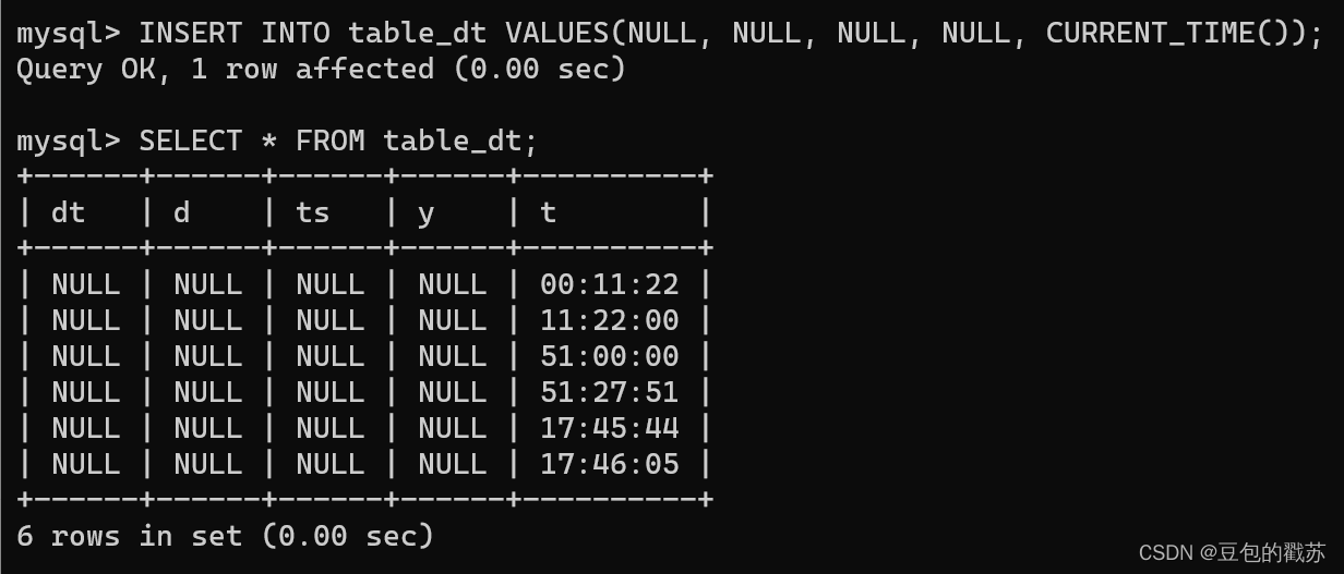 MySQL: 数据类型之整数型、浮点数、时间日期