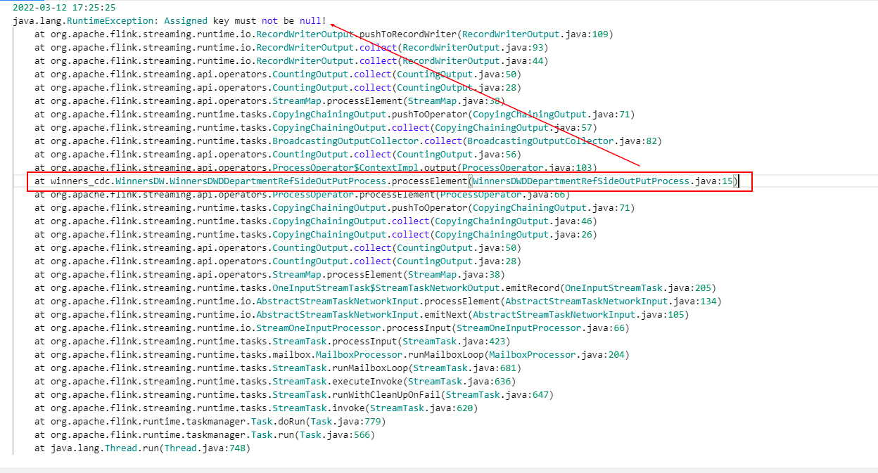 【Flink】FLink Assigned key must not be null