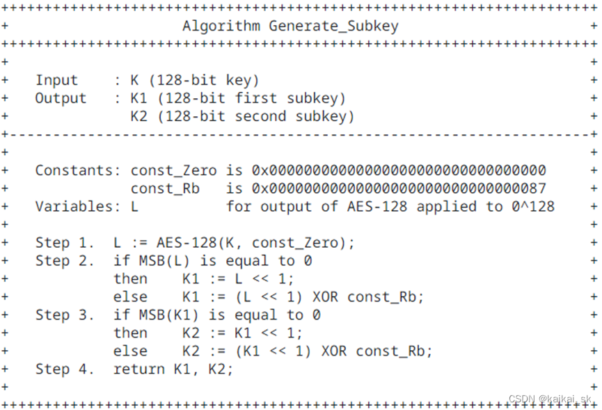 Algorithm Generate_Subkey