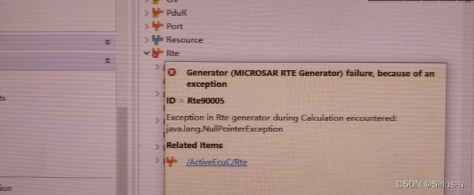 Exception in Rte generator during Calculation encountered:java.lang ...