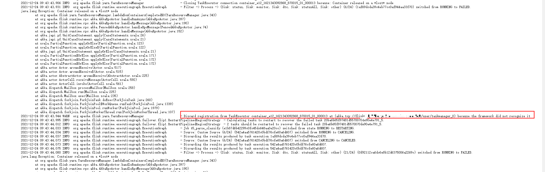 Flink on yarn Container released on a *lost* node_caused by java.lang