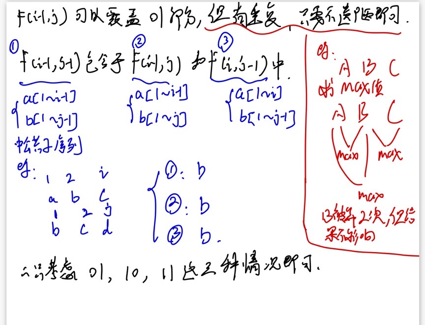 最长公共子序列（详细代码 注释 分析 以及求出最长公共子序列内容方法）