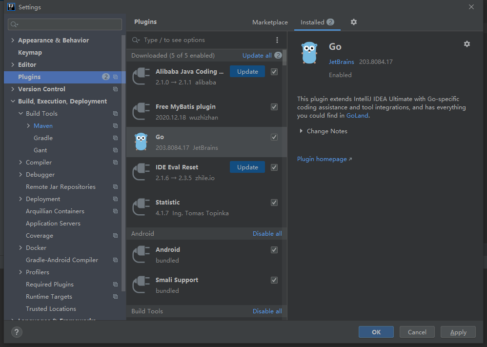 安装go语言插件