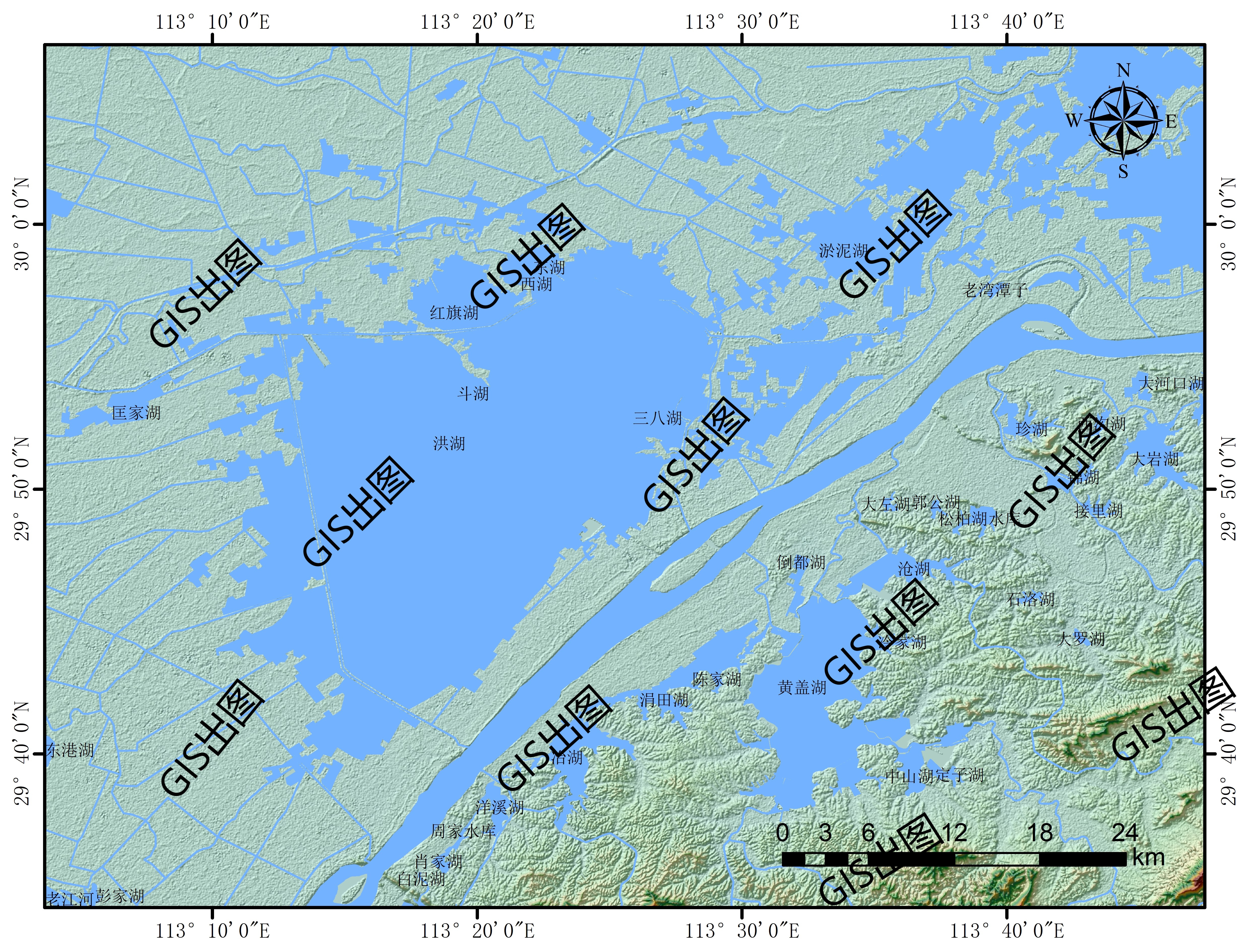 湖北省湖泊河流arcgis地形图shp图层文件下载