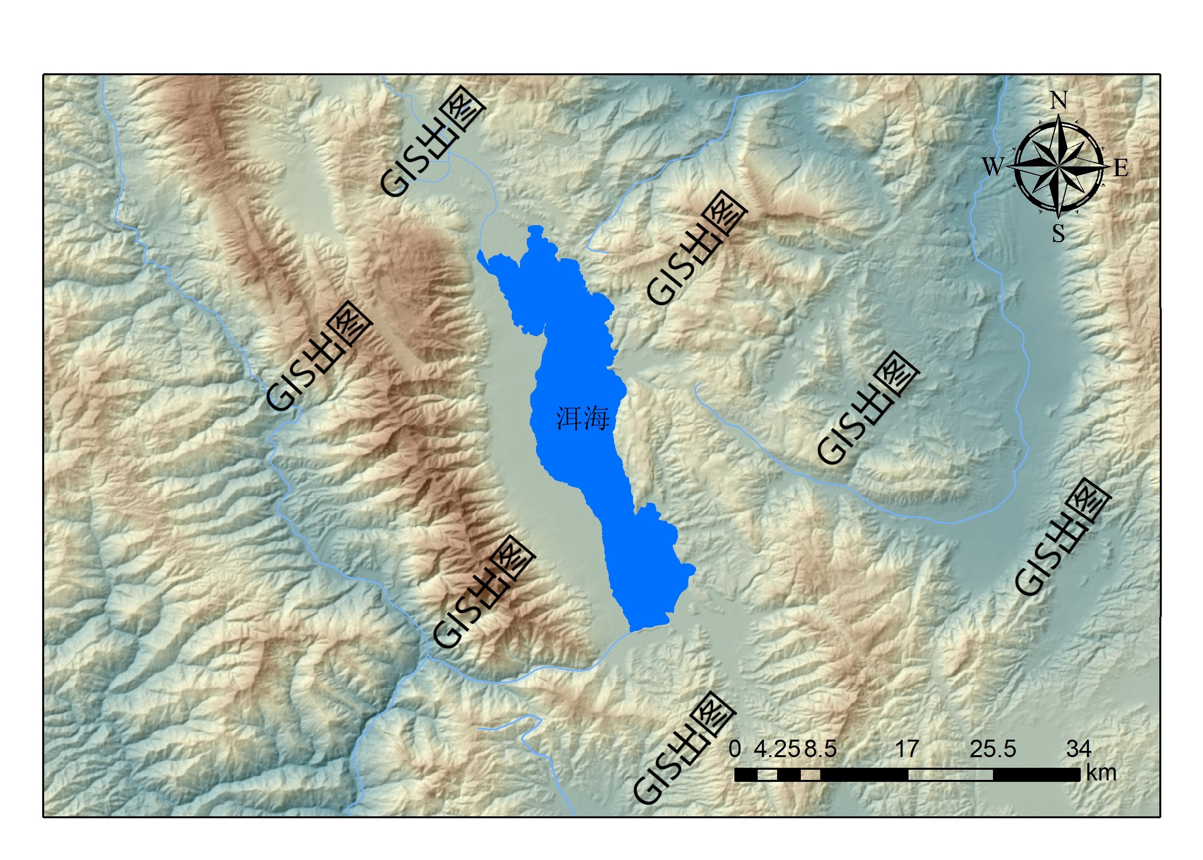 arcgis-云南洱海流域地形图制作及使用图层下载(shp dem)
