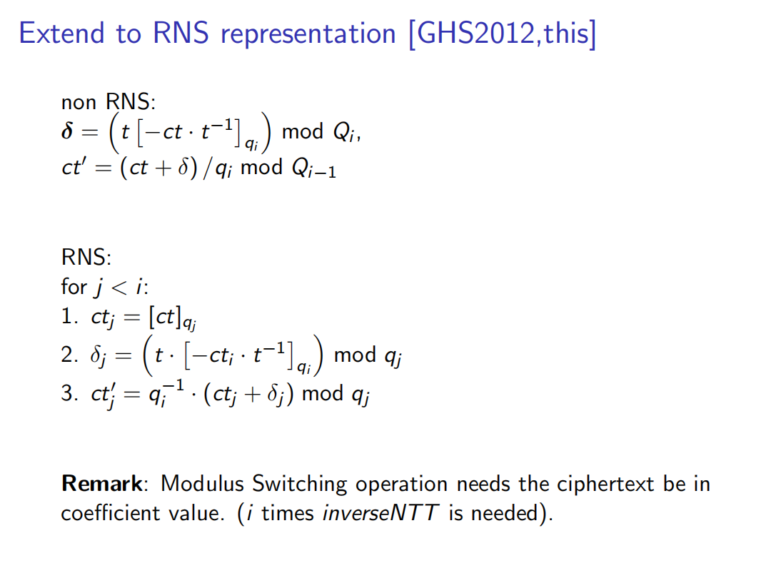 在RNS表示下如何做BGV的modulus switching