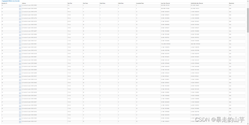 Yarn中某个Stage的Executor分配情况