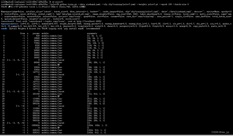 图 7-5 yolov7训练命令