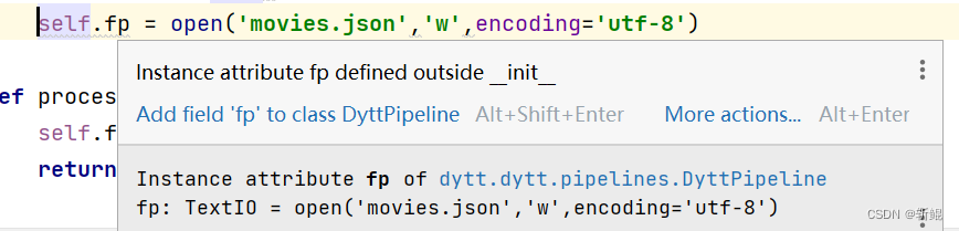 AttributeError: ‘DyttPipeline‘ object has no attribute ‘fp‘解决办法 ...