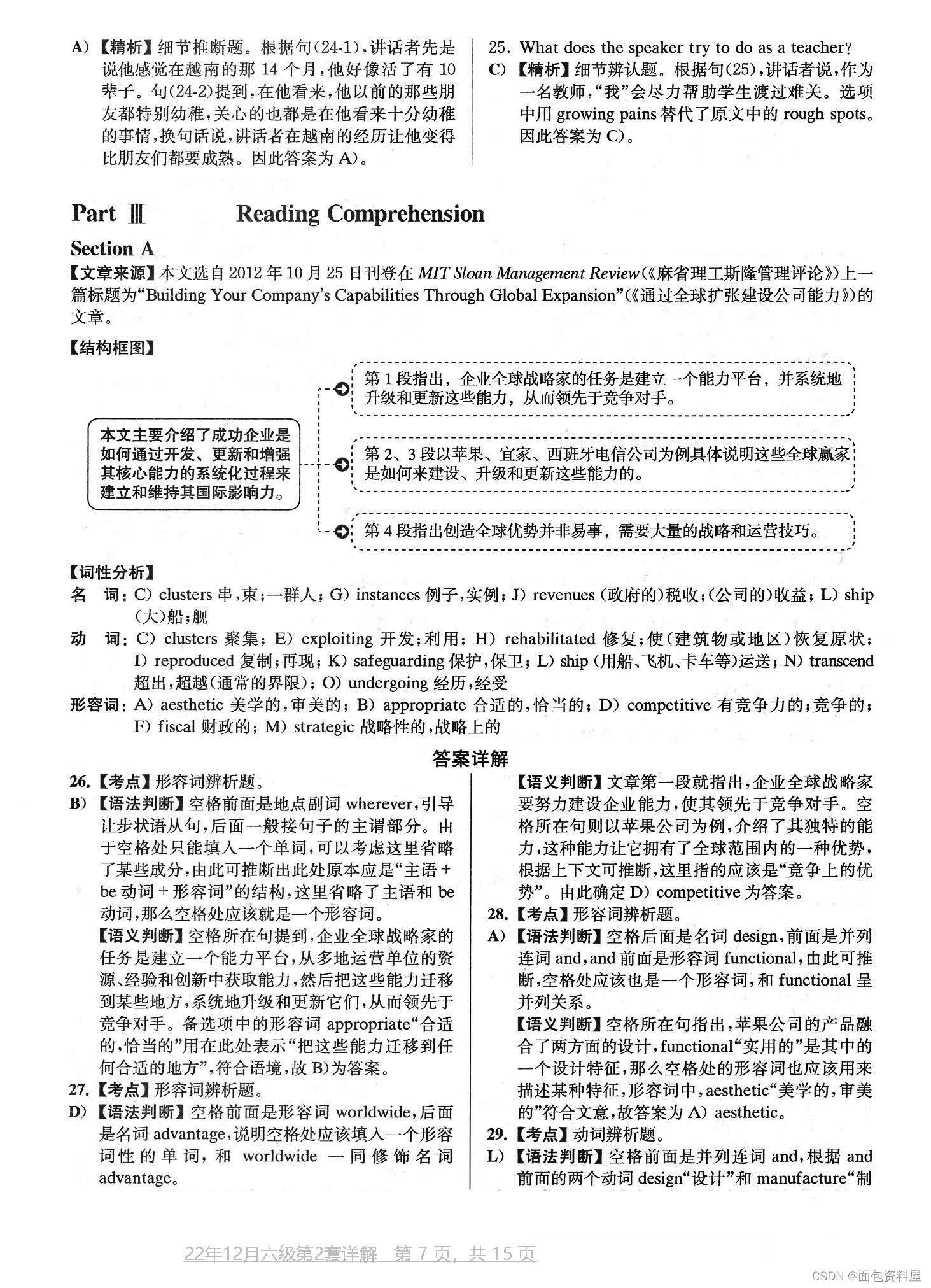 2022.12六级真题第2套答案及详解（共15页pdf）