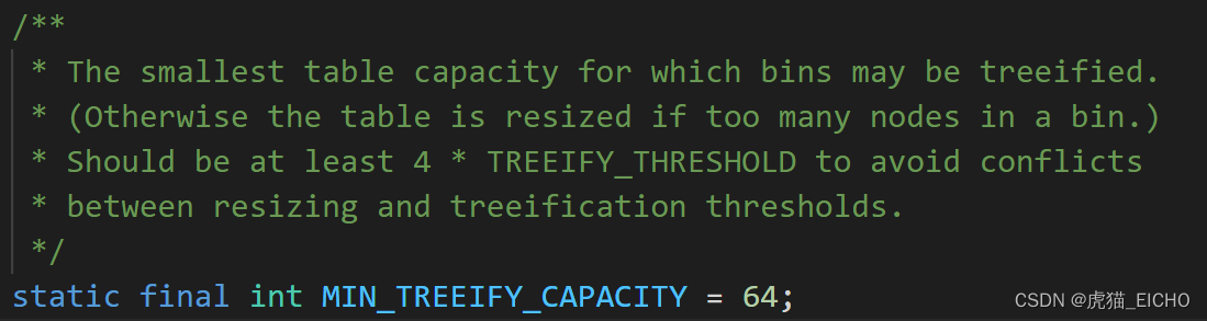 HashMap的MIN_TREEIFY_CAPACITY属性