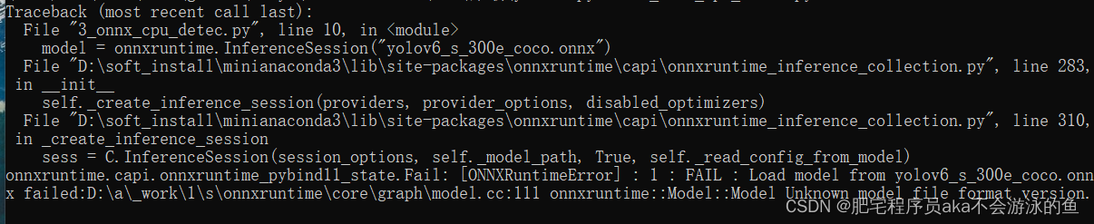 onnxruntime 运行过程报错“onnxruntime::Model::Model Unknown model file format version“
