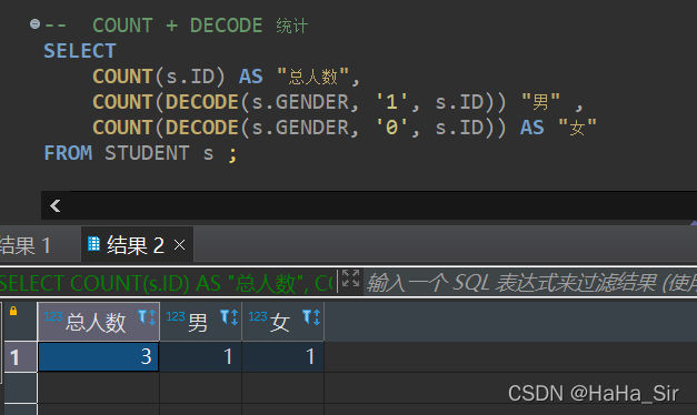Oracle Decode 函数用法 Count函数条件统计 Sign 函数用法 Case When 函数