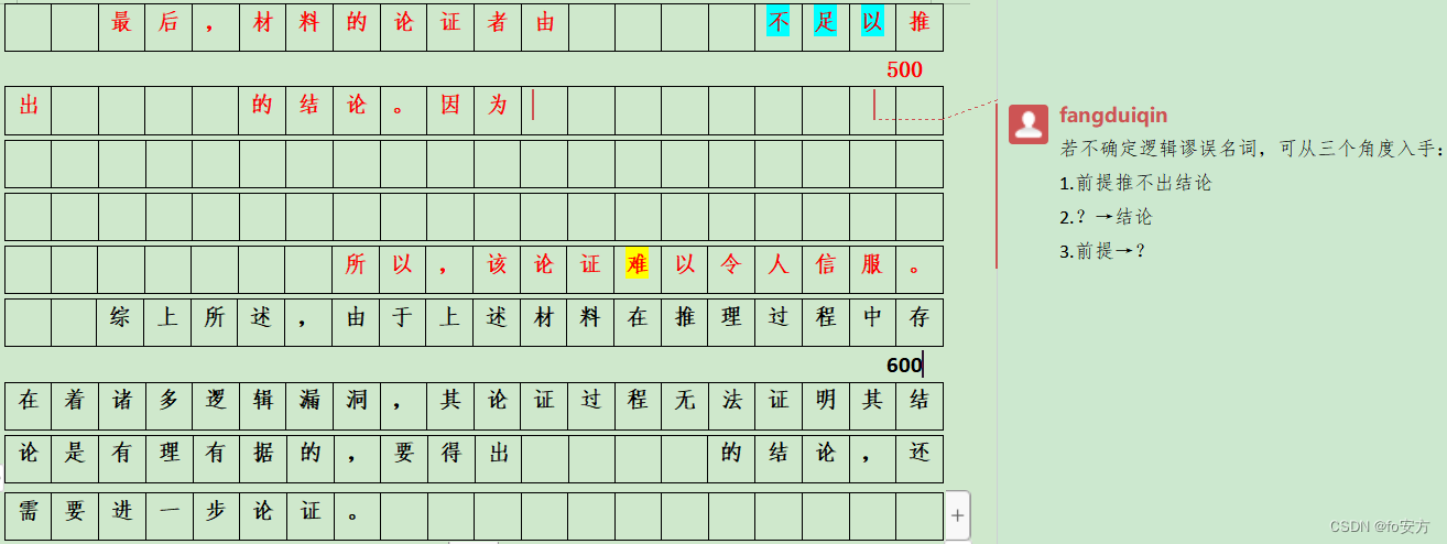 论证有效性写作模板