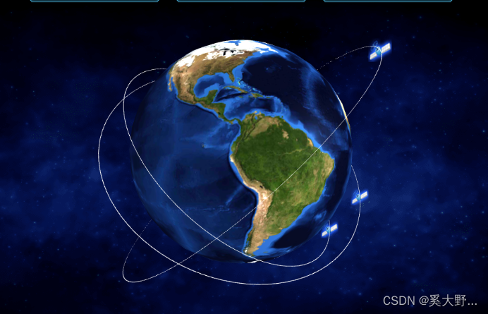 3d 地球与卫星绕地飞行