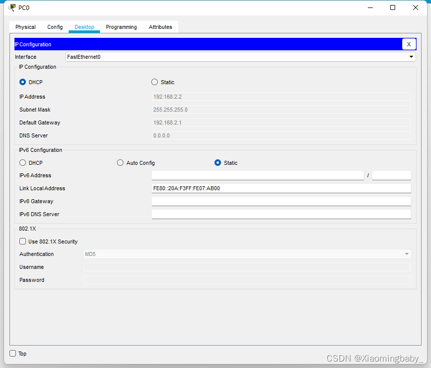 Cisco Packet Tracer 思科模拟器中路由器的DHCP配置