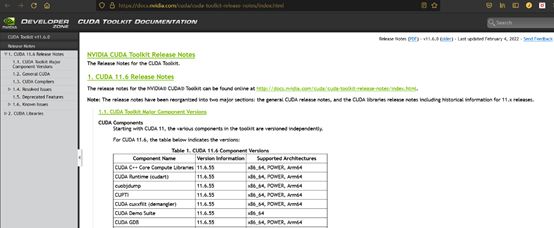 官网CUDA-tookit-release-notes页面