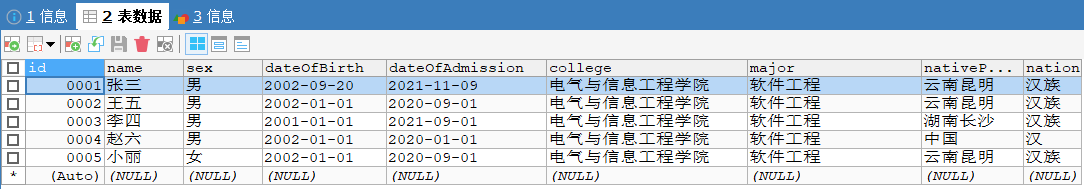 数据库信息