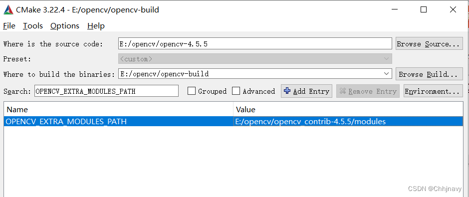 Windows10 Vs2019 版本：cmake将 Opencv_contrib-4.5.5 扩展模块编译添加到 Opencv-4.5.5 ...