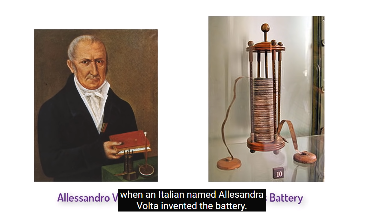 ▲ 图1.1.1 伏打和他发明的电池