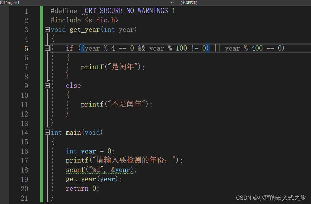 C语言输入年份判断是不是闰年_检查当前年份是否为闰年cs-CSDN博客