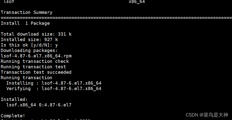 【已解决】-bash: lsof: command not found