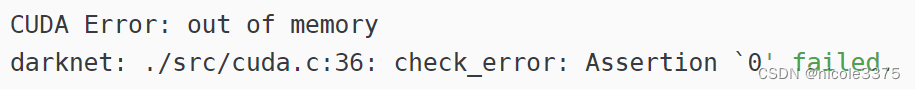 YOLOv3 CUDA Error: Out Of Memory Darknet: ./src/cuda.c:36: Check_error ...