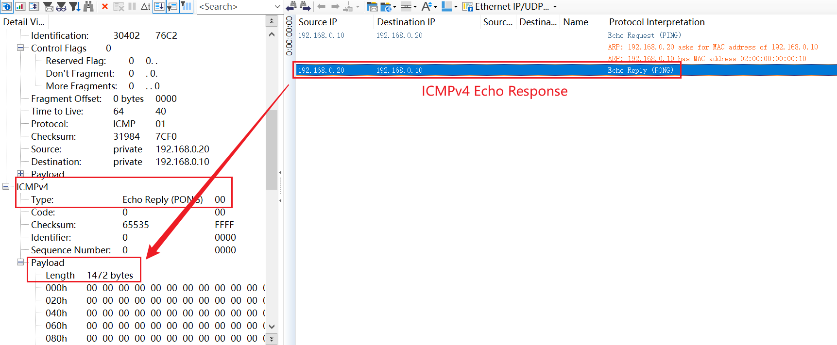 ICMPv4 Echo Response报文