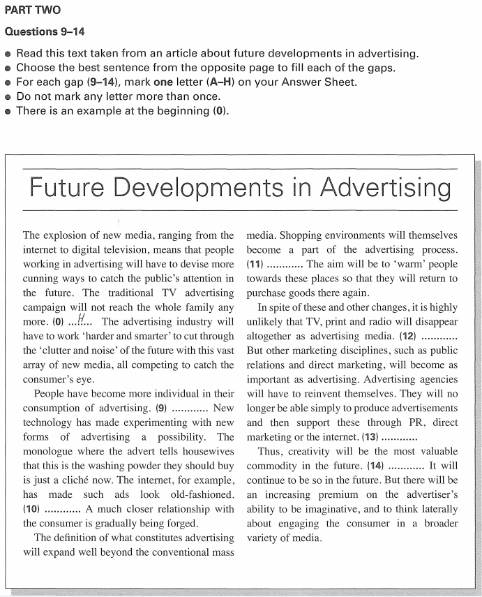 BEC剑桥英语高级真题4 Test 1-Part 2-Future developments in advertising