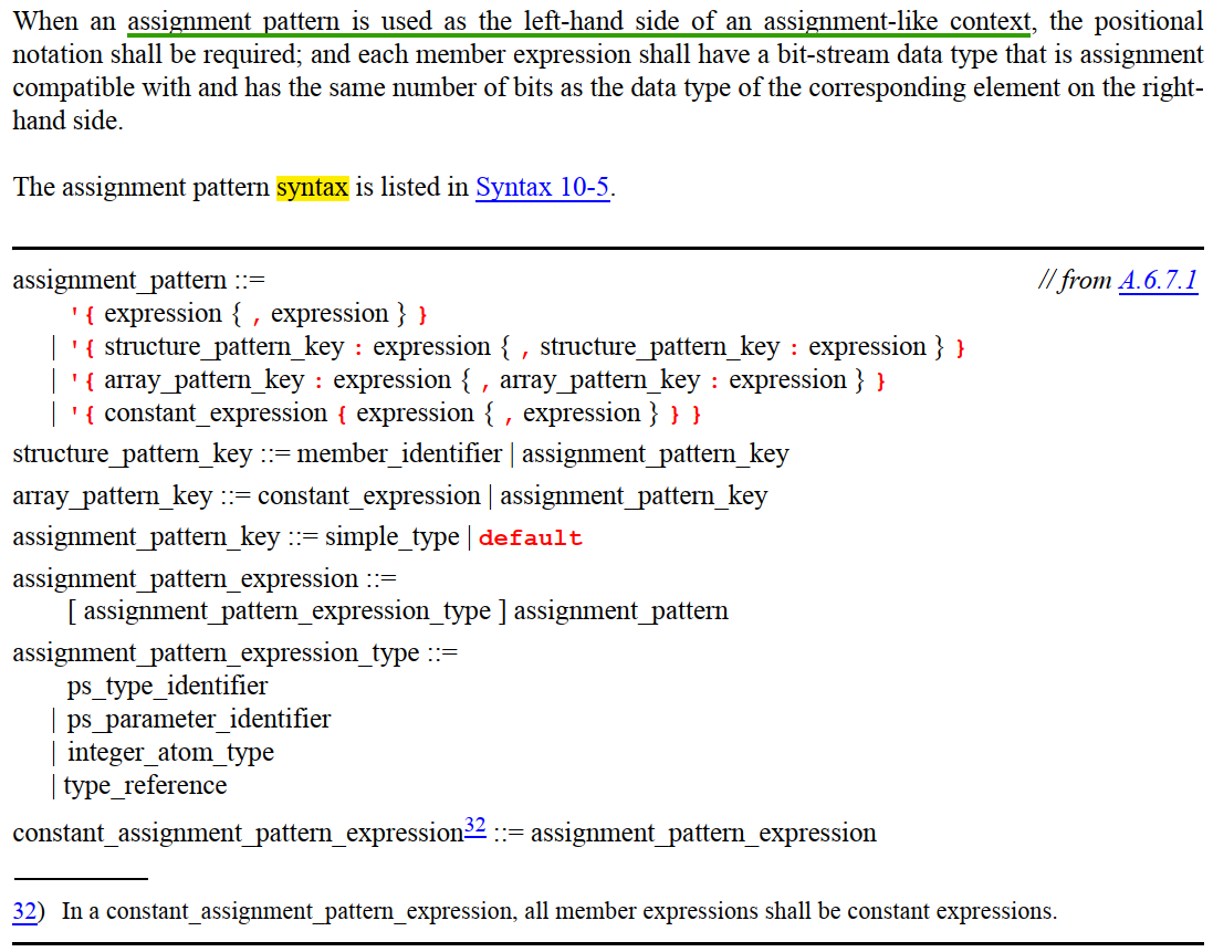 verilog assignment pattern