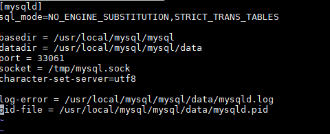 datadir = /usr/local/mysql/mysql/data port = 33061 socket =