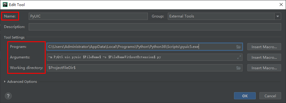 PyQt5学习笔记一、安装PyQt5和在PyCharm中配置工具