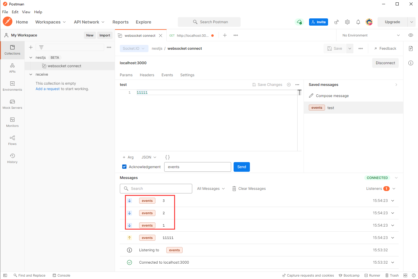 nestjs知识系列：使用postman测试websocket