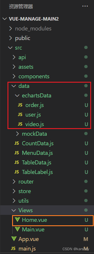 【前端】Vue+Element UI案例：通用后台管理系统-Echarts图表：折线图、柱状图、饼状图