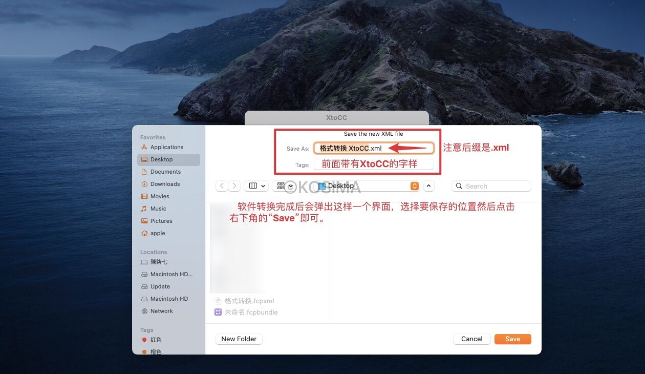 转换完成后文件的后缀是,xml,并带有XtoCC的字样。