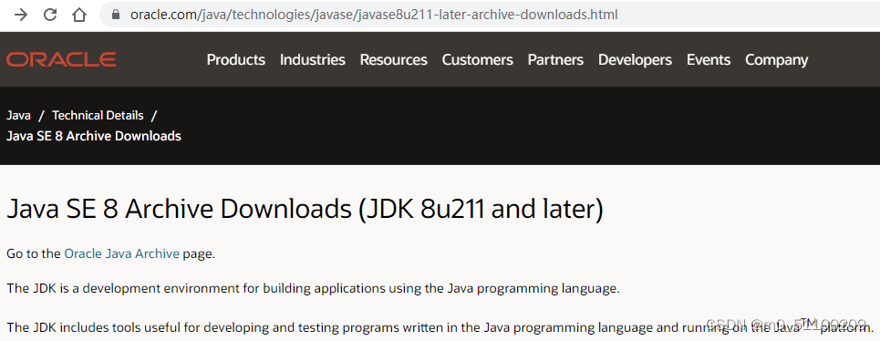 Java SE 8 Archive Downloads (JDK 8u211 and later)：