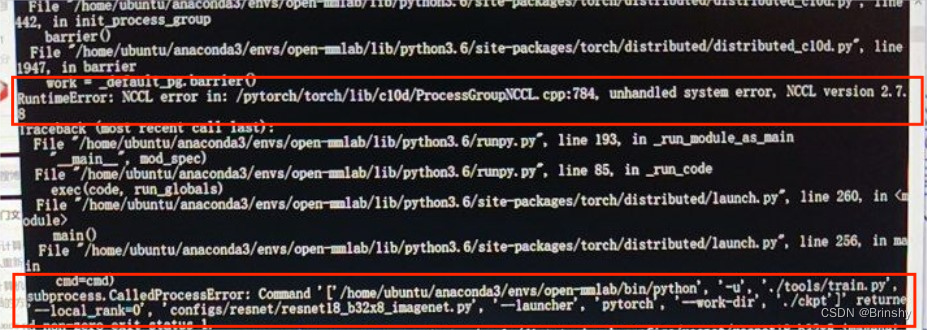 RuntimeError: NCCL error in: /pytorch/torch/lib/c10d/ProcessGroupNCCL.cpp:784, unhandled system error