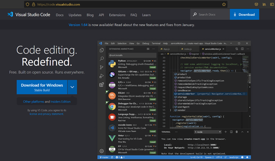 Visual Studio Code官网页面