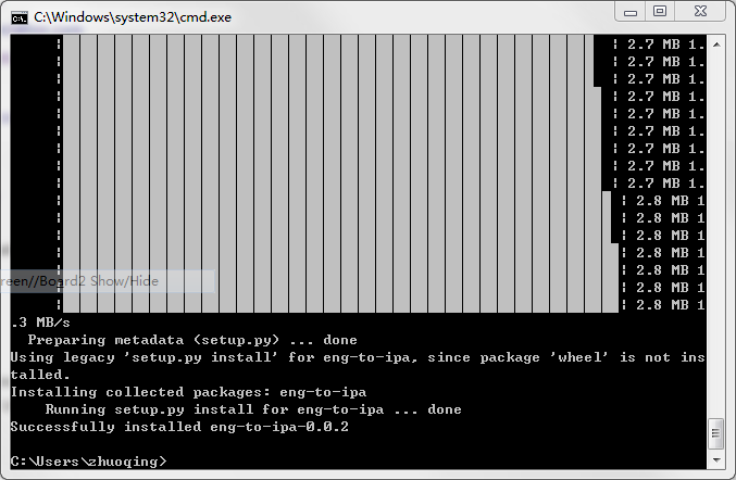 ▲ 图1.3.1 python -m pip install eng-to-ipa