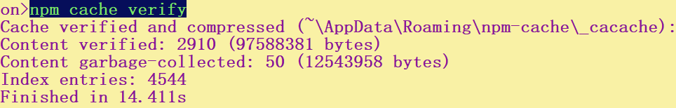 npm cache verify