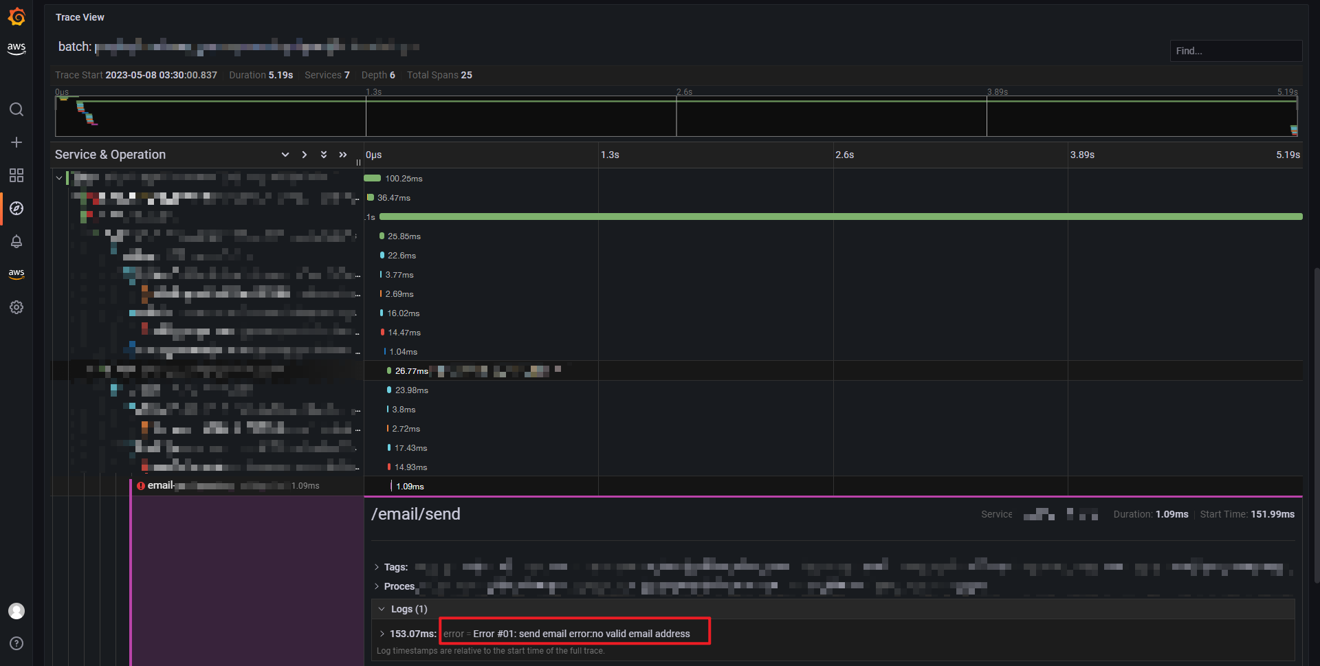 Error Log Trace View