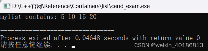 C++ Reference: Standard C++ Library reference: Containers: list: list: cend