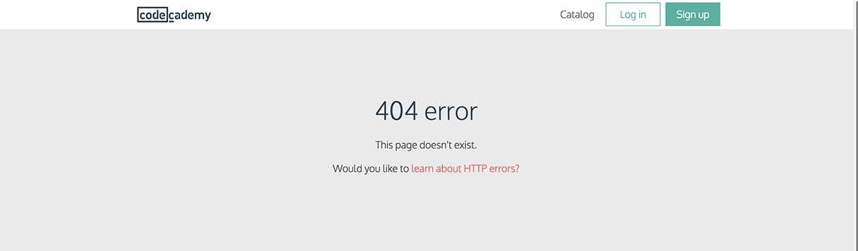最佳 404 页面：codecadamy