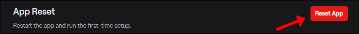 Click "Reset App" in "Settings."