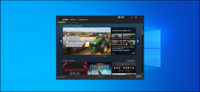 Steam window showing the store on a Windows 10 desktop