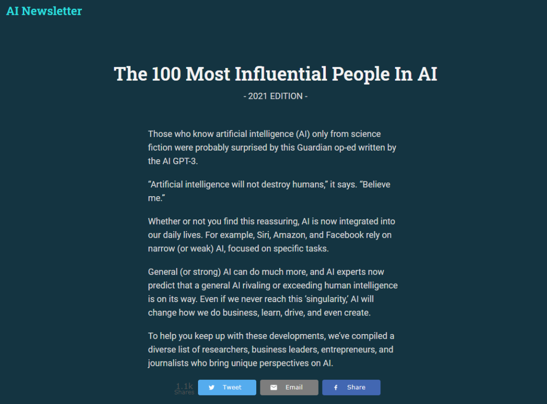 Among the 100 most influential people in the AI ​​field, Hinton is only ranked 31, but Bengio is not on the list?