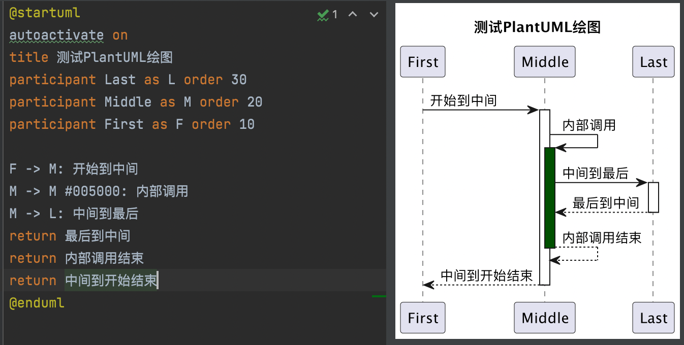 PlantUML 自动激活生命线