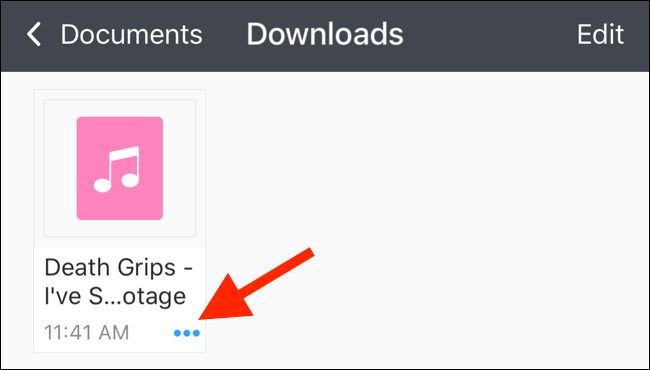 Tap on the menu button to see options for the downloaded file